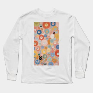 Hilma af Klint's Feline Kaleidoscope: Abstract Whimsy Long Sleeve T-Shirt